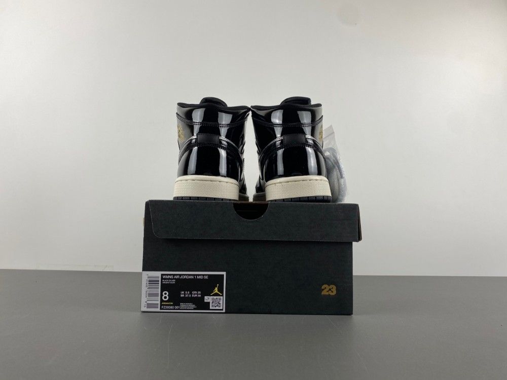 AJ1 Mid Black Metallic Silver Sail Metallic Gold FZ39380-001