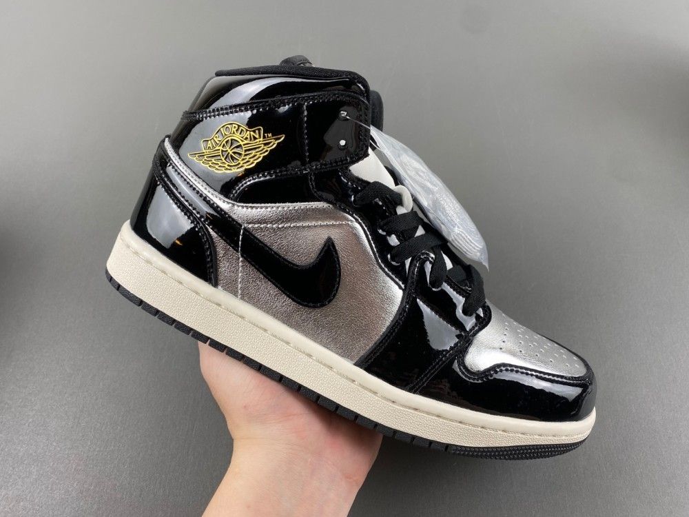 AJ1 Mid Black Metallic Silver Sail Metallic Gold FZ39380-001