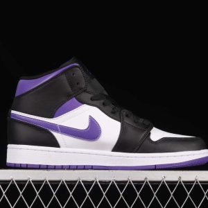 New Arrival AJ1 Mid 554724-095 Black White Purple