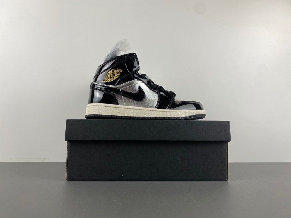 AJ1 Mid Black Metallic Silver Sail Metallic Gold FZ39380-001