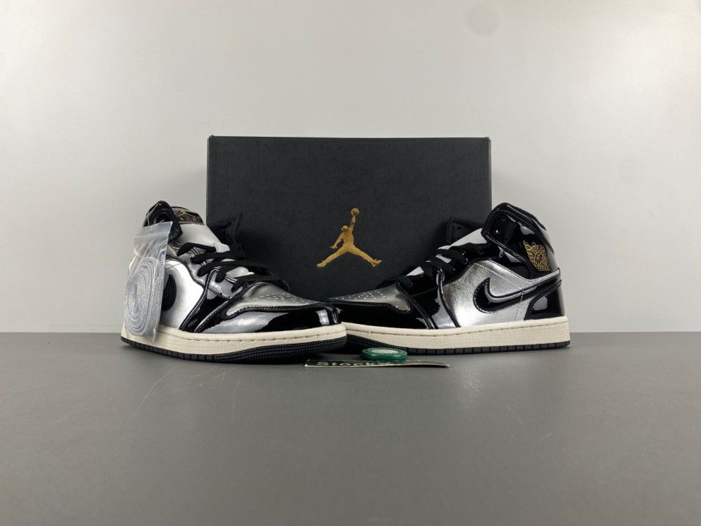 AJ1 Mid Black Metallic Silver Sail Metallic Gold FZ39380-001