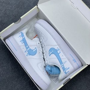 New Arrival AF 1 Custom Blue Swoosh AJ3125 TEN