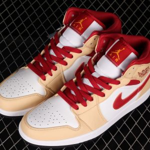 AJ 1 Mid Beige White Red 554724-201