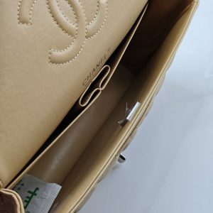 CN Classic Handbag Silver Hardware Beige For Women A01112 QA