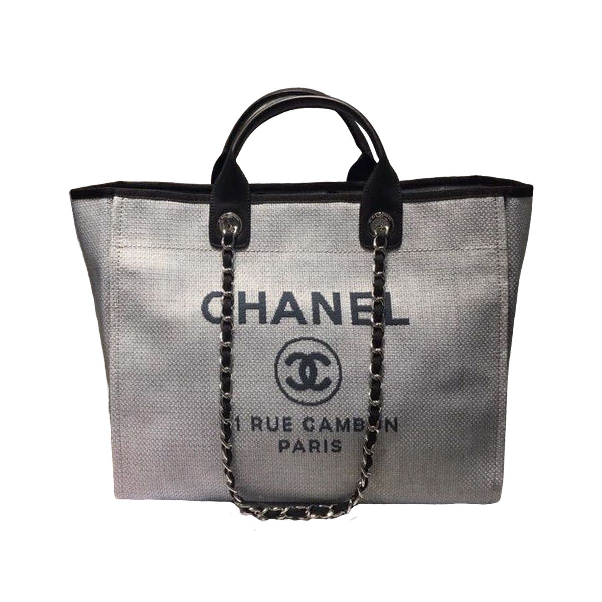 CN Deauville Tote Canvas Bag Light Grey For Women A66941 QA