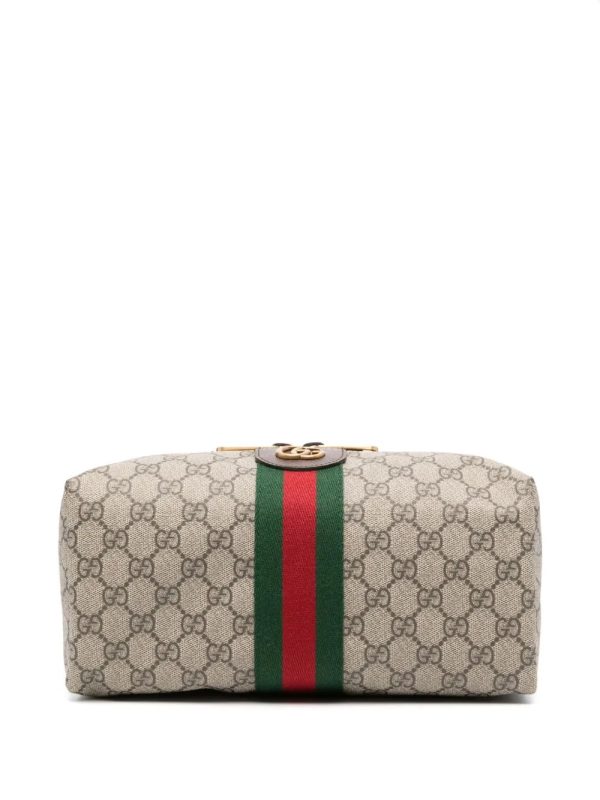 GG Savoy Leather-trimmed Coated-canvas Jacquard Toiletry Case 572767 QA