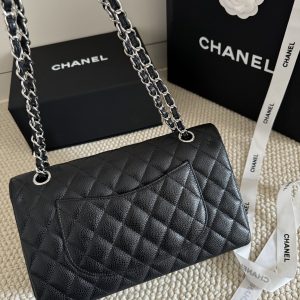 CN Classic Handbag with Silver Hardware in Black for Women A01112 QA