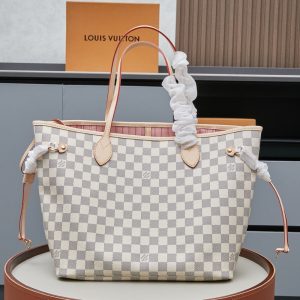 LV Neverfull GM Damier Azur Canvas Rose Ballerine Pink for Women N41604 PA