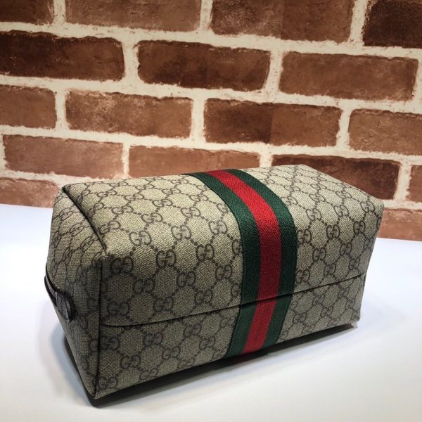 GG Savoy Leather-trimmed Coated-canvas Jacquard Toiletry Case 572767 QA