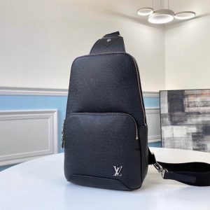 LV Avenue Sling Bag Taiga Black For Men M30443 PA