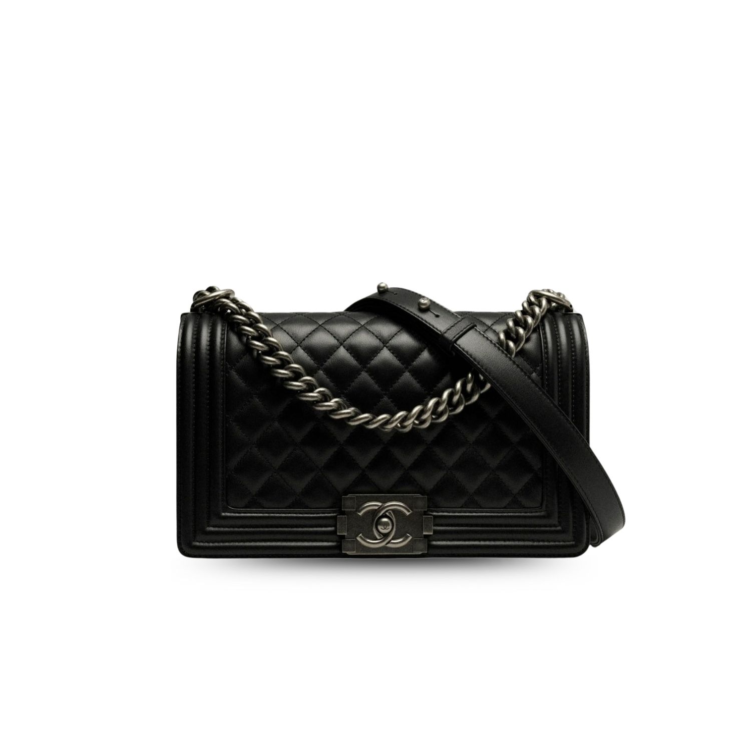 CN Boy Handbag Silver Hardware Black For Women A67086 QA
