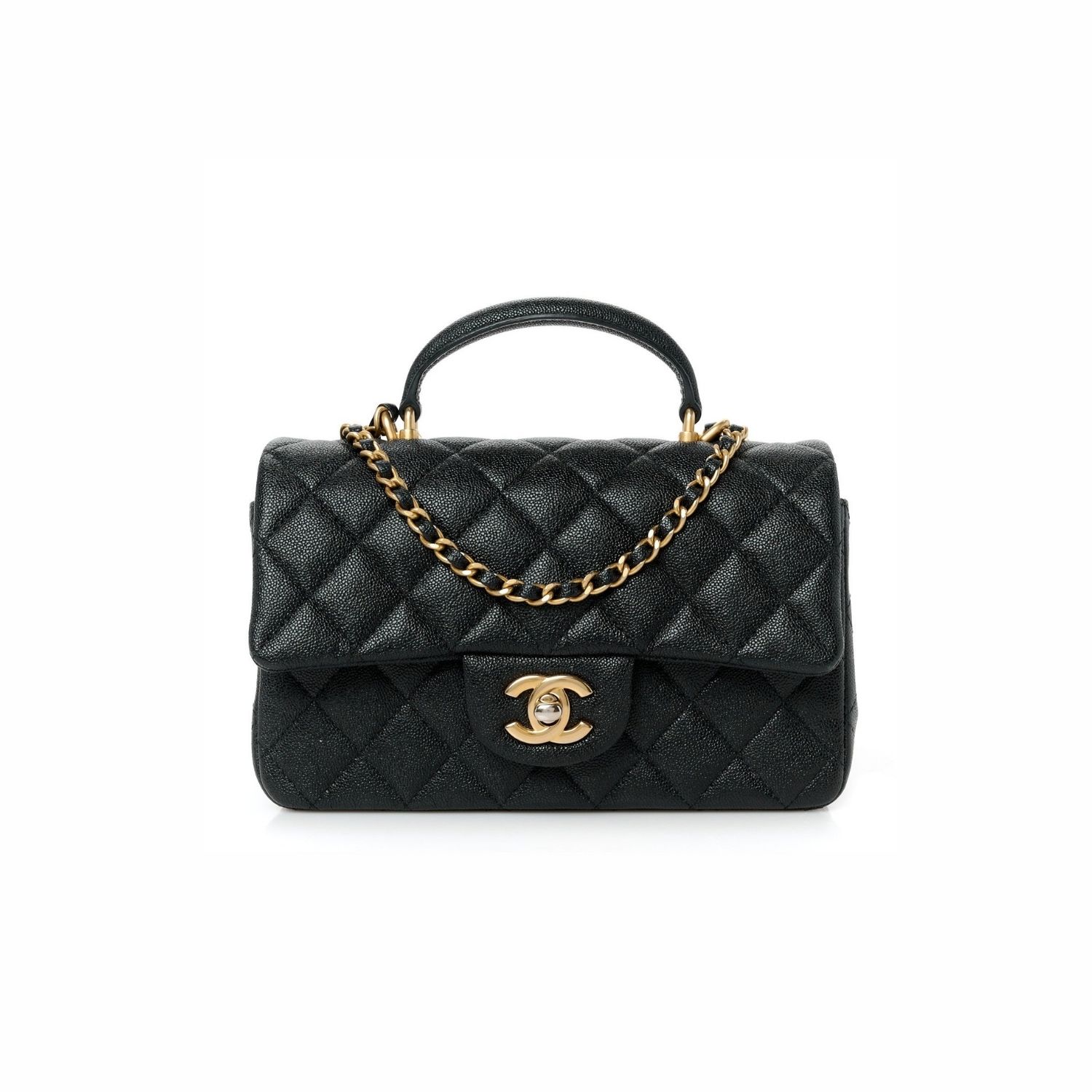 CN Mini Flap Bag With Top Handle Black For Women QA