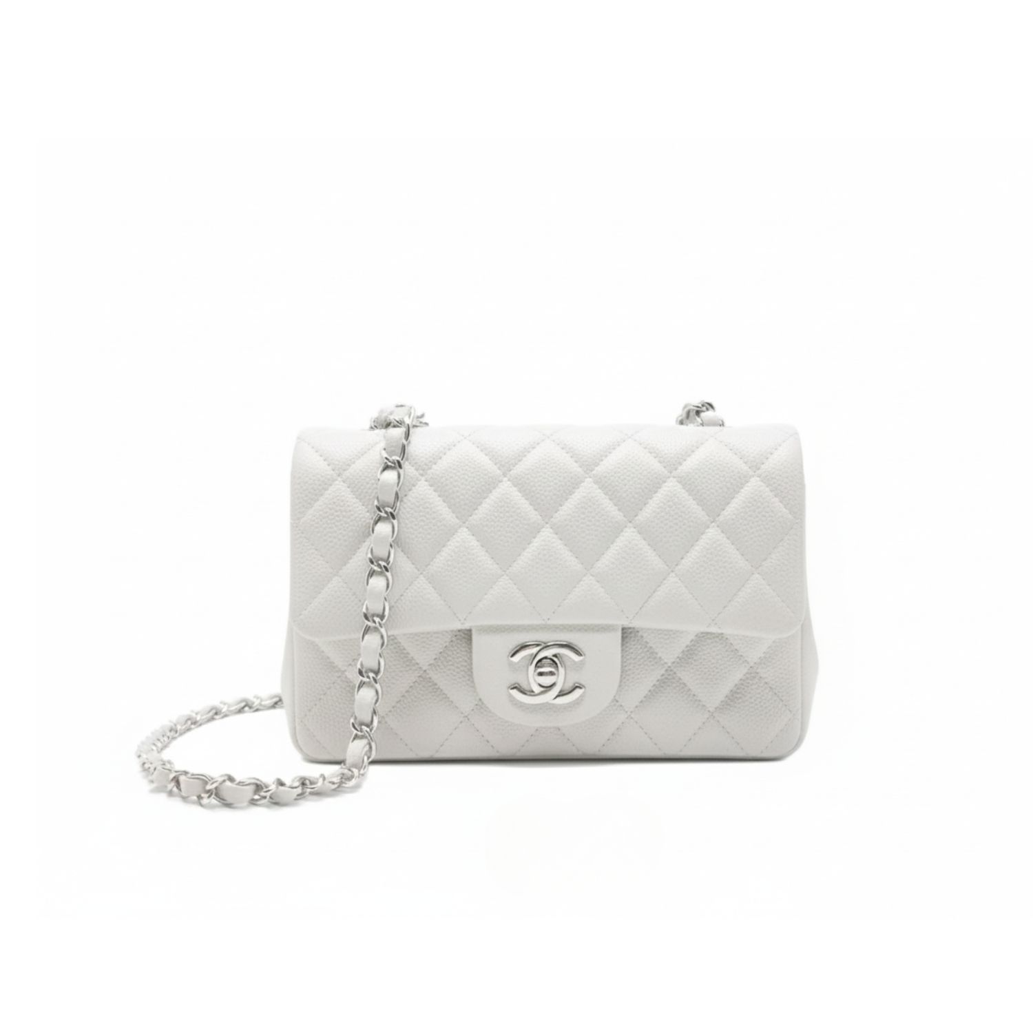 CN Small Classic Handbag Silver Hardware White For Women A01113 QA