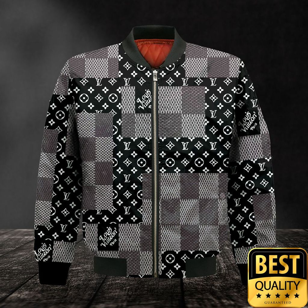 Luxury Louis Vuitton Black White Gray With Checkered Patten 3D Shirt And Pants 141