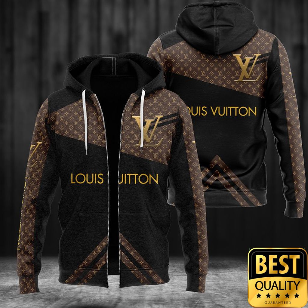 Luxury Louis Vuitton Black And Brown Lines Pattern Name Center 3D Shirt And Pants 133