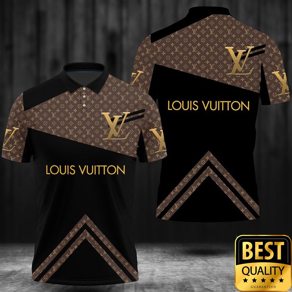 Luxury Louis Vuitton Black And Brown Lines Pattern Name Center 3D Shirt And Pants 133