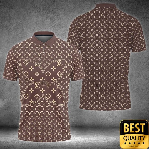 Luxury Louis Vuitton Gray Brown With 4 Leave Flower Pattern Center 3D Shirt And Pants 163 Luxury Louis Vuitton Gray Brown With 4 Leave Flower Pattern Center 3D Shirt And Pants 163