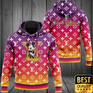 Luxury Louis Vuitton Hologram Color Monogram Pattern And Mickey 3D Shirt And Pants 166