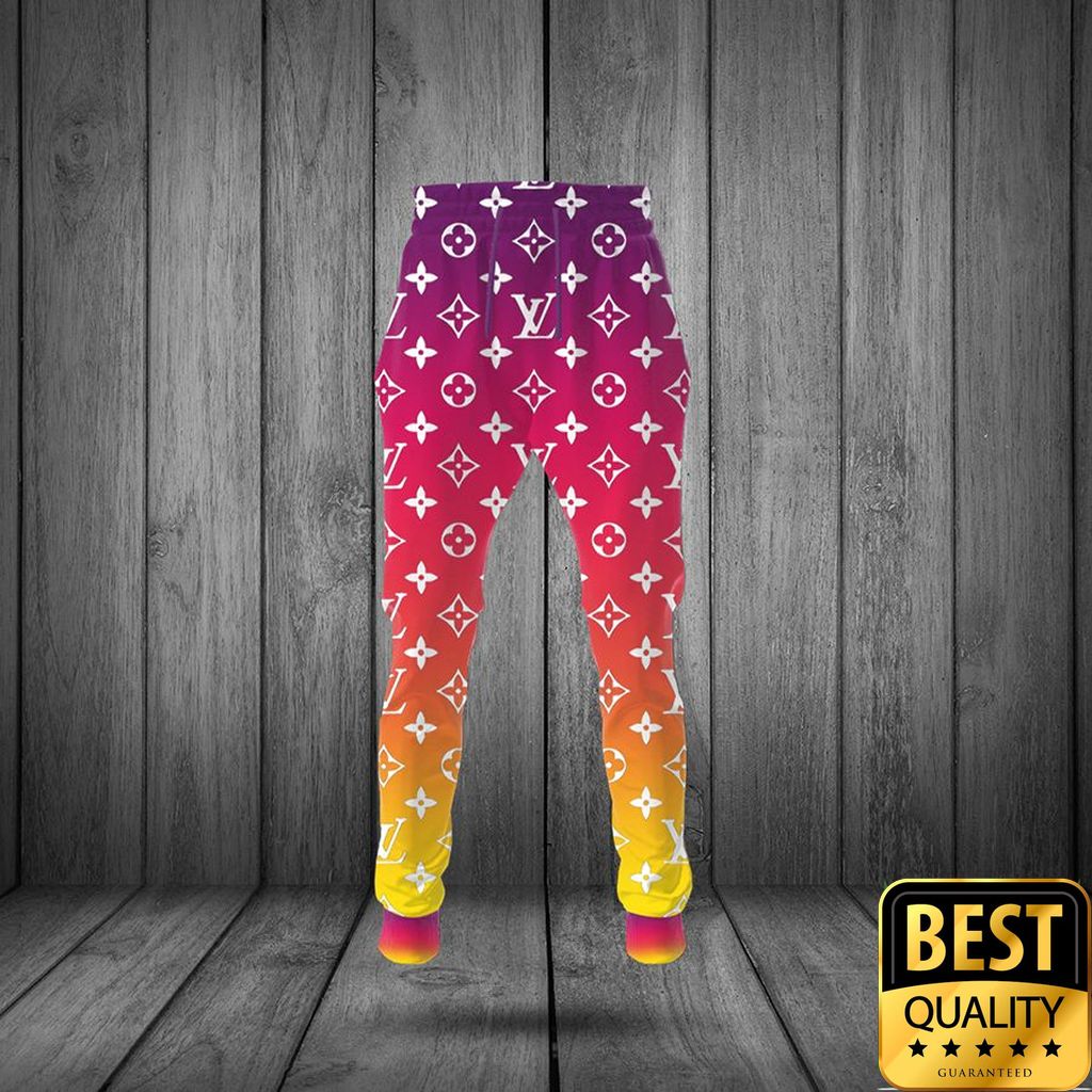 Luxury Louis Vuitton Hologram Color Monogram Pattern And Mickey 3D Shirt And Pants 166