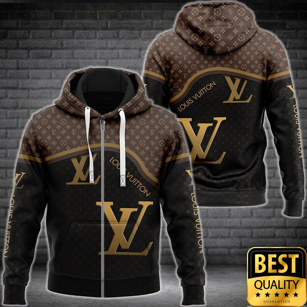 Luxury Louis Vuitton Light Brown And Black Smalls Logos 3D Shirt And Pants 168