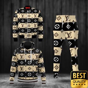 Luxury Louis Vuitton Light Yellow And Black Interleaved Pattern 3D Shirt And Pants 170 Luxury Louis Vuitton Light Yellow And Black Interleaved Pattern 3D Shirt And Pants 170