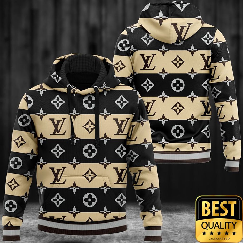 Luxury Louis Vuitton Light Yellow And Black Interleaved Pattern 3D Shirt And Pants 170