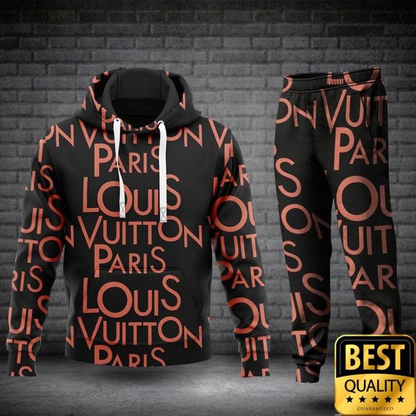 Luxury Louis Vuitton Paris Black With Red Brand Name 3D Shirt And Pants 172 Luxury Louis Vuitton Paris Black With Red Brand Name 3D Shirt And Pants 172