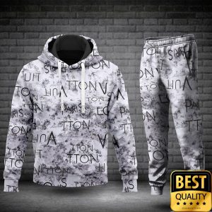 Luxury Louis Vuitton Paris White With Black Logo And Gray Splatter 3D Shirt And Pants 174 Luxury Louis Vuitton Paris White With Black Logo And Gray Splatter 3D Shirt And Pants 174