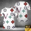 Luxury Louis Vuitton White With Colorful Patterns And Big V 3D Shirt And Pants 178 Luxury Louis Vuitton White With Colorful Patterns And Big V 3D Shirt And Pants 178