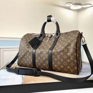 LV Keepall Bandouliere 45 Monogram Macassar Canvas For Men, Travel Bags M56711 PA