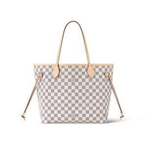 LV Neverfull MM Tote Bag Damier Azur Canvas Rose Ballerine Pink For Women N41605 PA LV Neverfull MM Tote Bag Damier Azur Canvas Rose Ballerine Pink For Women N41605 PA