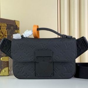 LV S Lock Sling Bag Black For Men M58487 PA