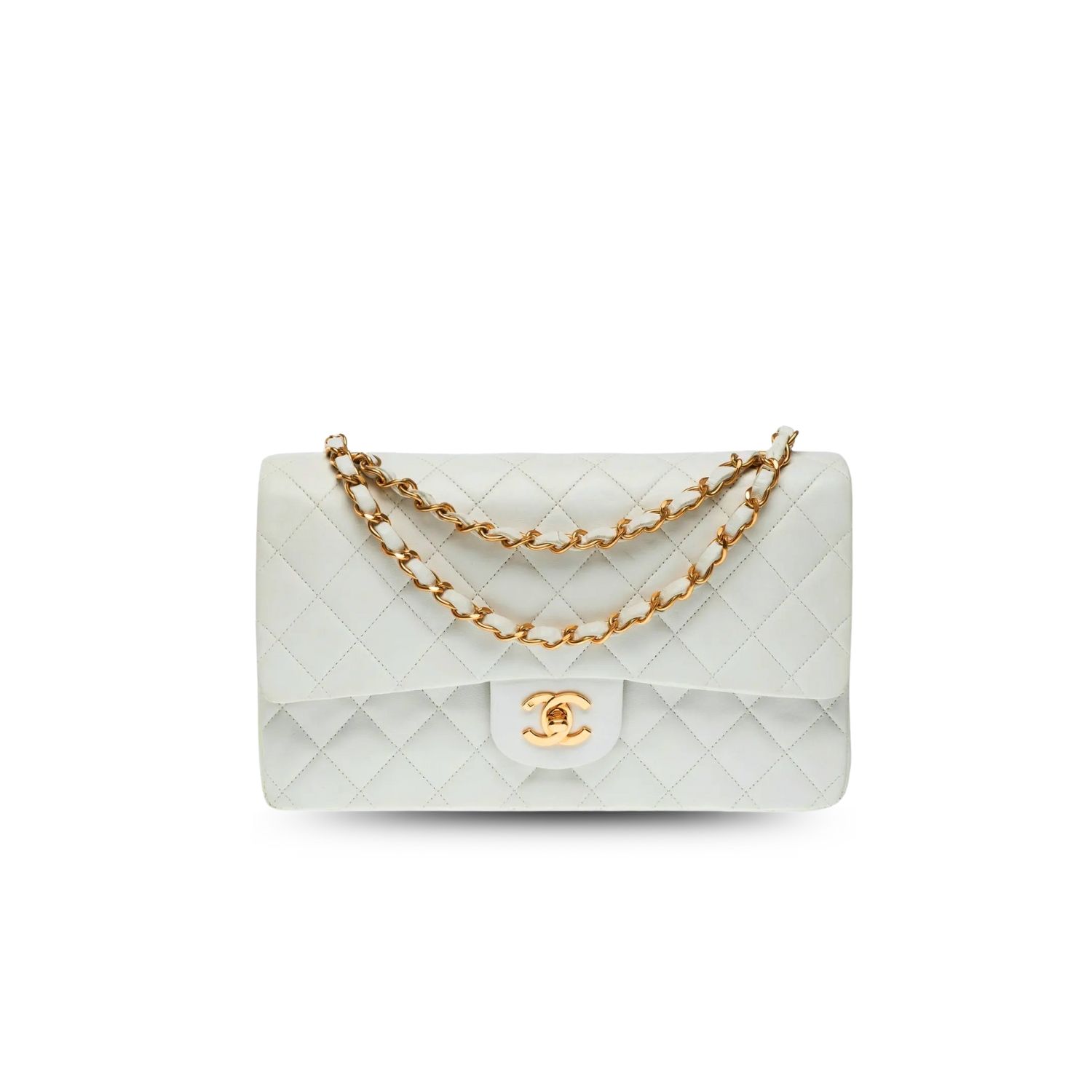 CN Classic Handbag Gold Toned Hardware White For Women A01112 QA CN Classic Handbag Gold Toned Hardware White For Women A01112 QA