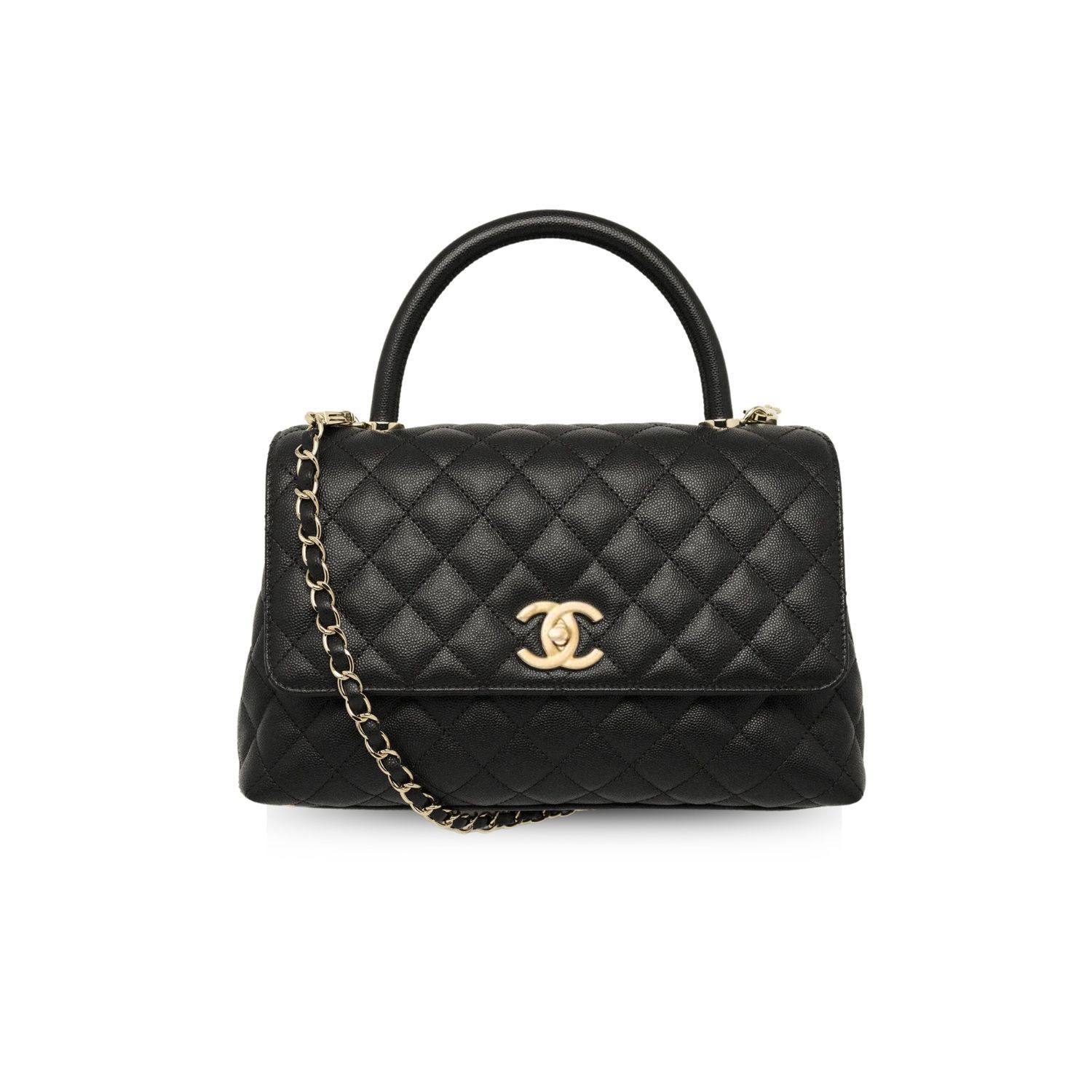 CN Medium Flap Coco Bag With Top Handle Black For Women A92991 QA CN Medium Flap Coco Bag With Top Handle Black For Women A92991 QA