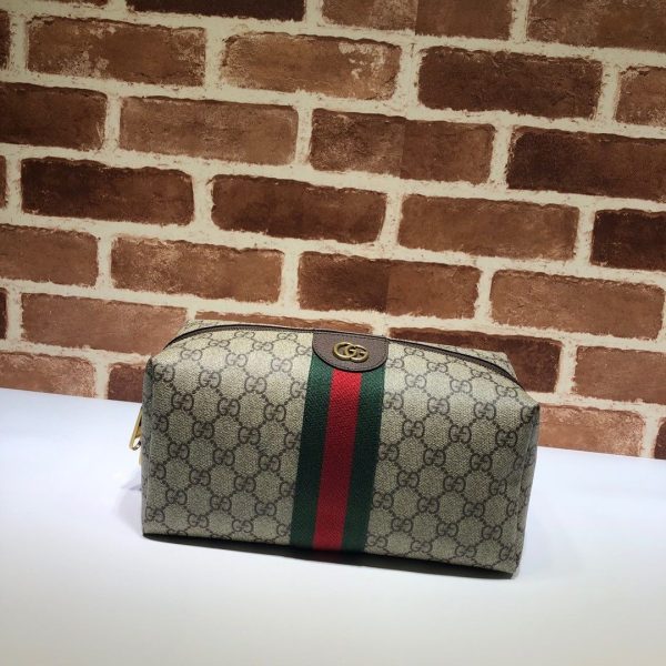 GG Savoy Leather-trimmed Coated-canvas Jacquard Toiletry Case 572767 QA