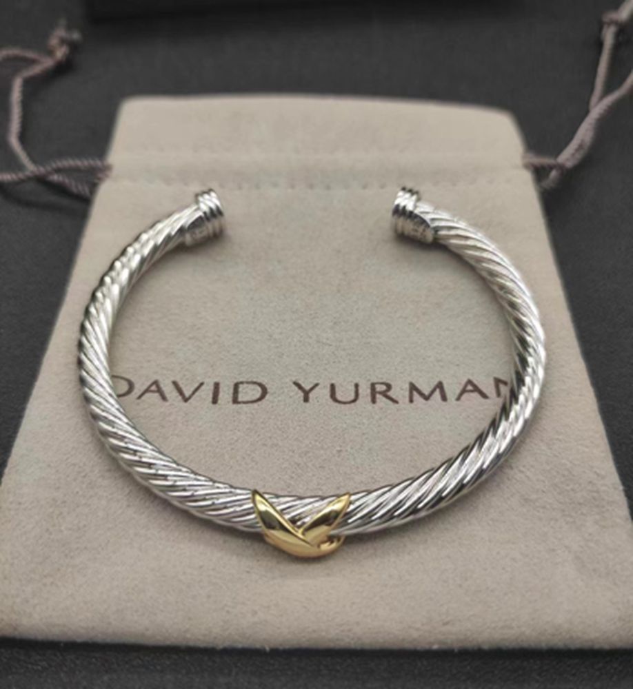New Arrival David Yurman Bangle 015 – White Zircon-Gold, DYSZ015 – 5MM