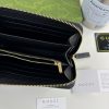 GG Signature Leather Zip Around Wallet Black with Web Stripe 28601 QA