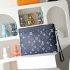 LV Pochette Voyage MM Monogram Ink Navy Blue Clutch Bag 28913 QA