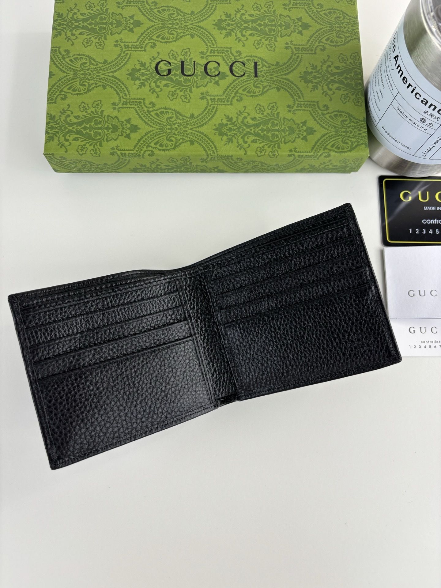 GG Black Leather Bi-Fold Wallet 365464-1 QA GG Black Leather Bi-Fold Wallet 365464-1 QA