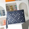 LV Pochette Voyage MM Monogram Ink Navy Blue Clutch Bag 28913 QA