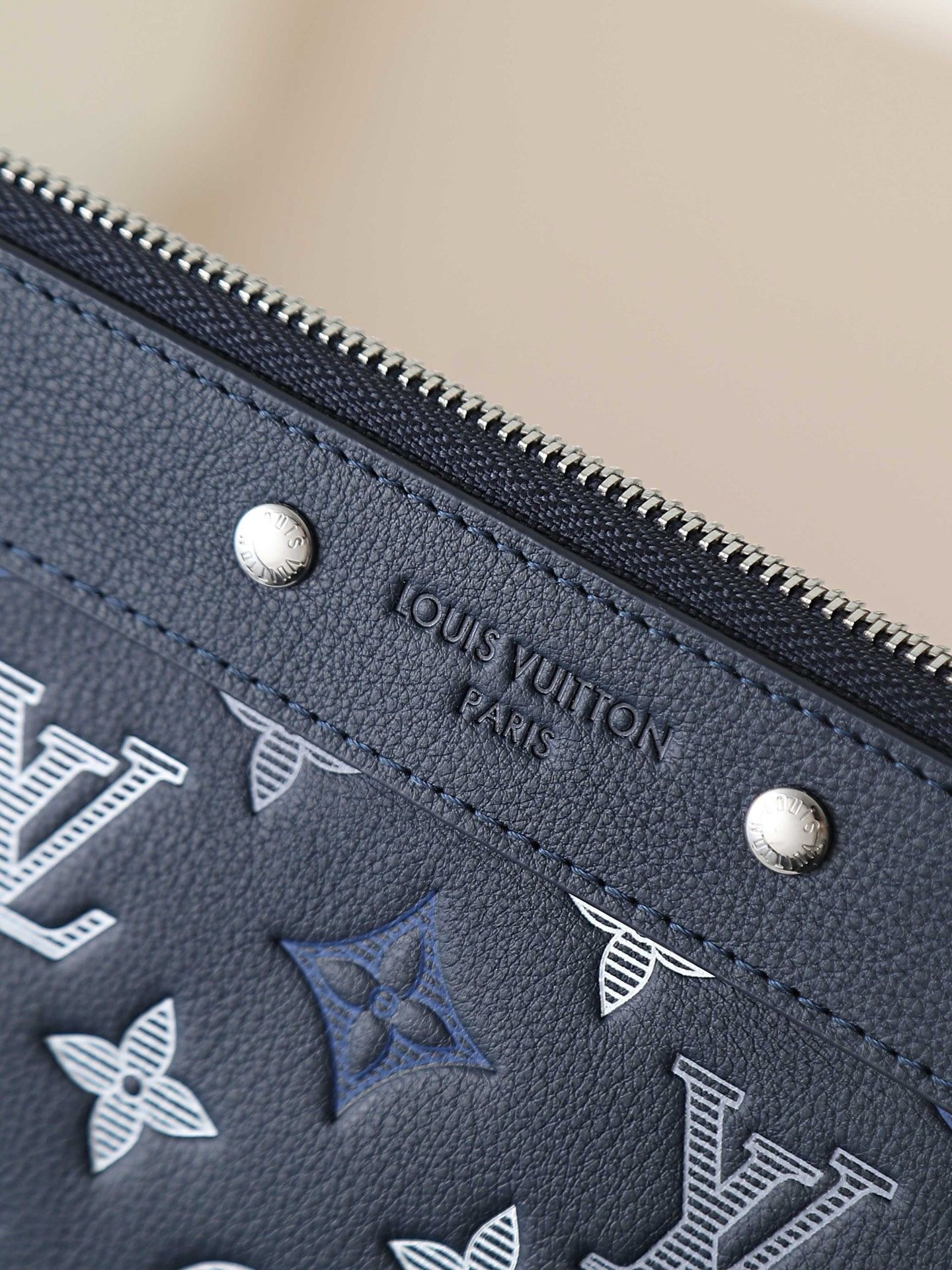LV Pochette Voyage MM Monogram Ink Navy Blue Clutch Bag 28913 QA