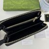 GG Signature Leather Zip Around Wallet Black with Web Stripe 28601 QA