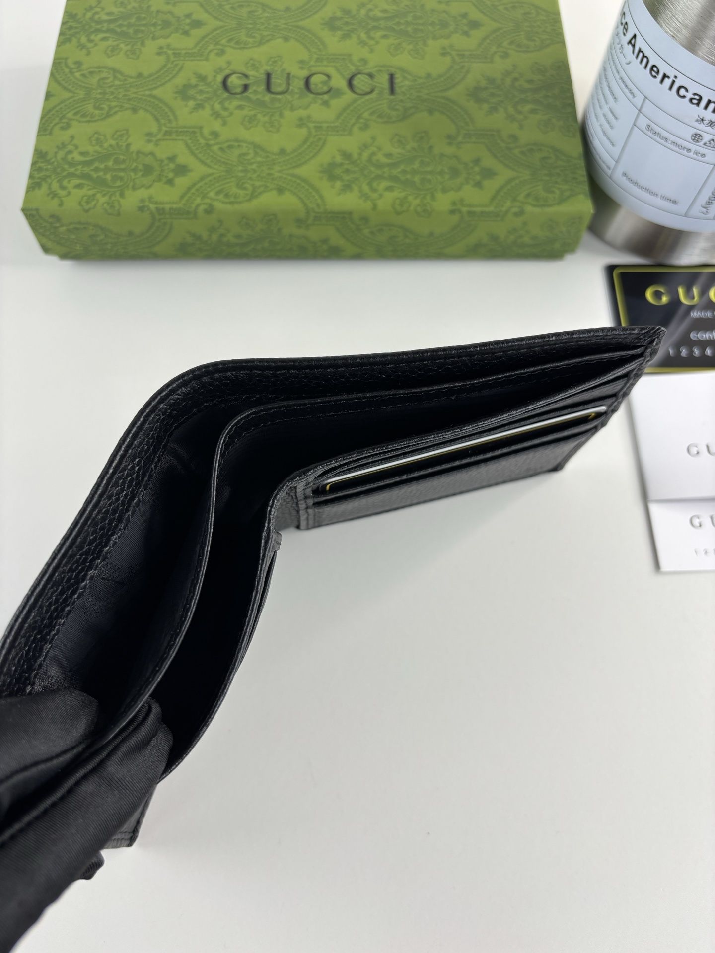 GG Black Leather Bi-Fold Wallet 365464-1 QA GG Black Leather Bi-Fold Wallet 365464-1 QA
