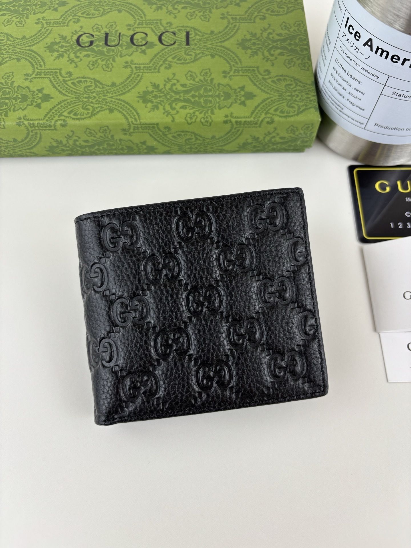 GG Black Leather Bi-Fold Wallet 365464-1 QA GG Black Leather Bi-Fold Wallet 365464-1 QA