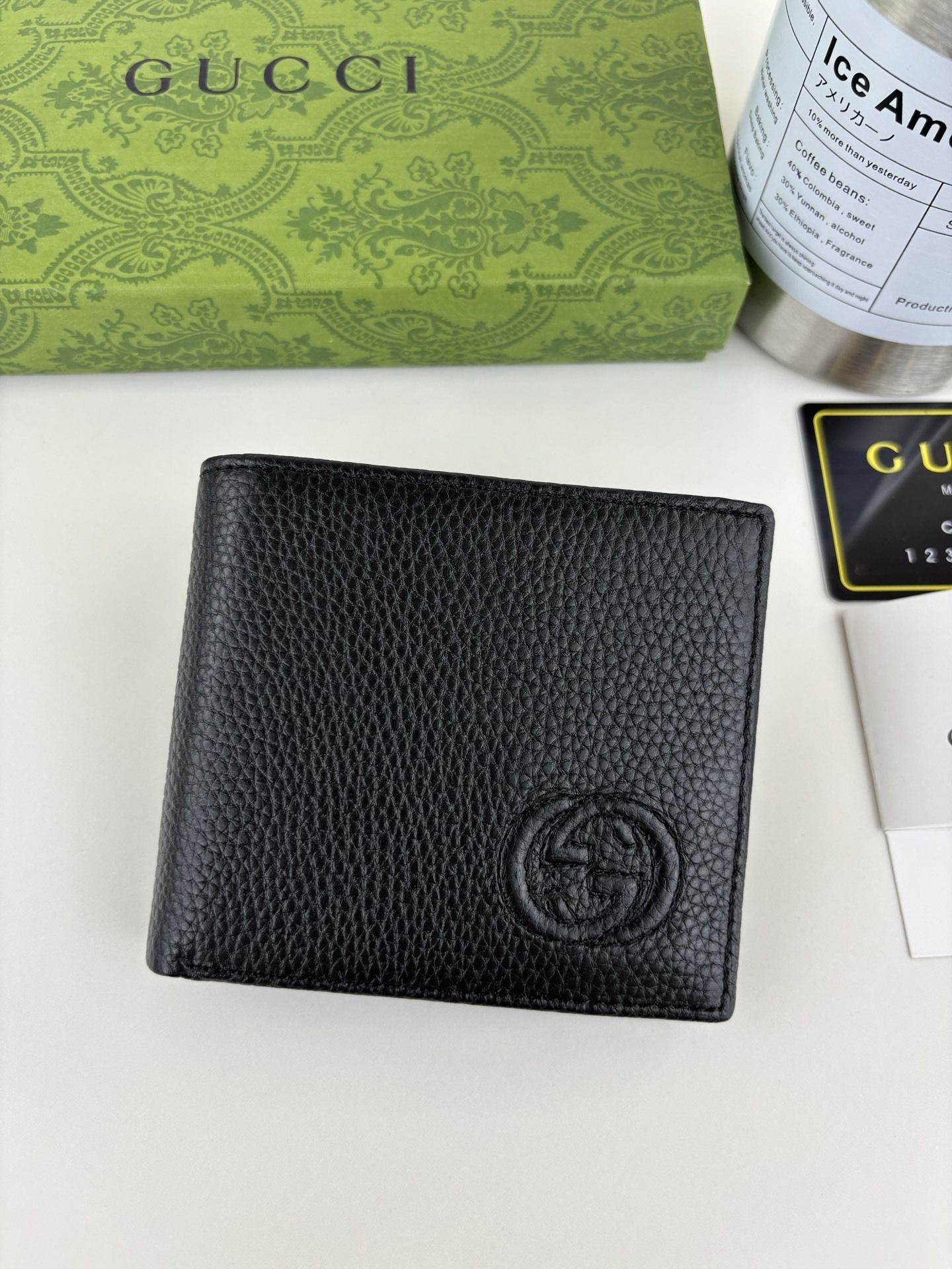 GG Black Leather Bi-Fold Wallet 365464-1 QA GG Black Leather Bi-Fold Wallet 365464-1 QA