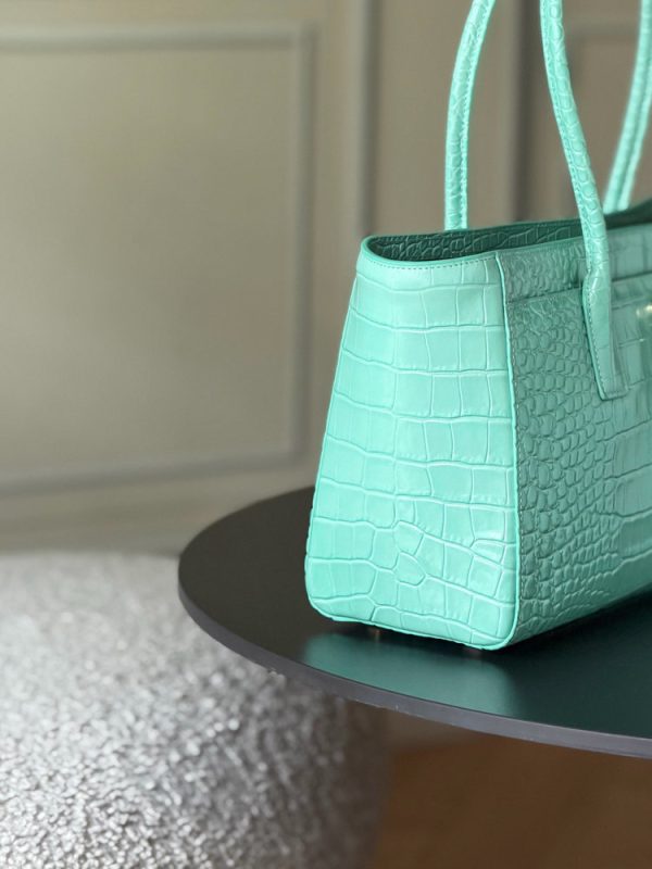 CN Small Shopping Bag Crocodile Embossed Mint Green Bag BC CN Small Shopping Bag Crocodile Embossed Mint Green Bag BC