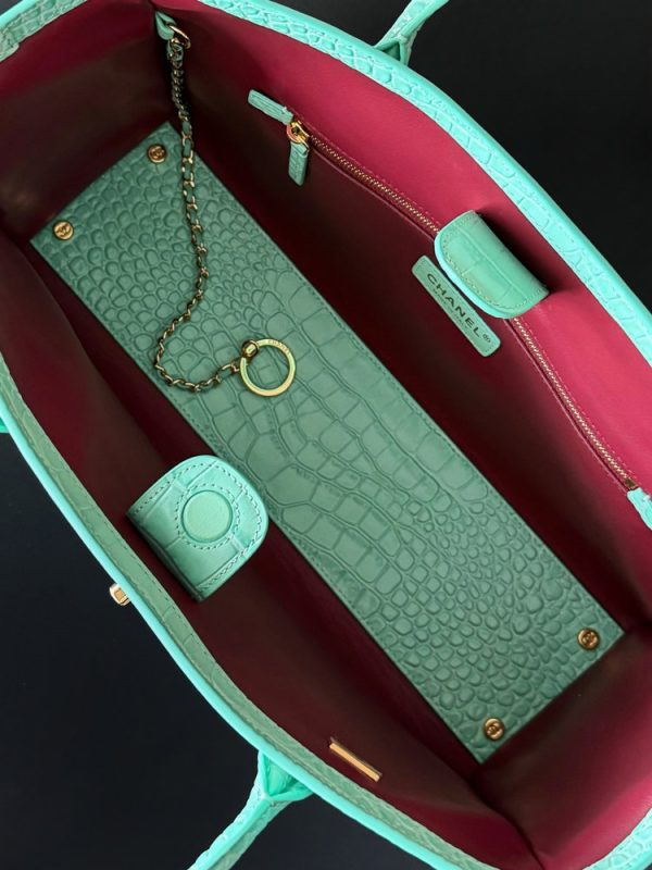 CN Small Shopping Bag Crocodile Embossed Mint Green Bag BC CN Small Shopping Bag Crocodile Embossed Mint Green Bag BC