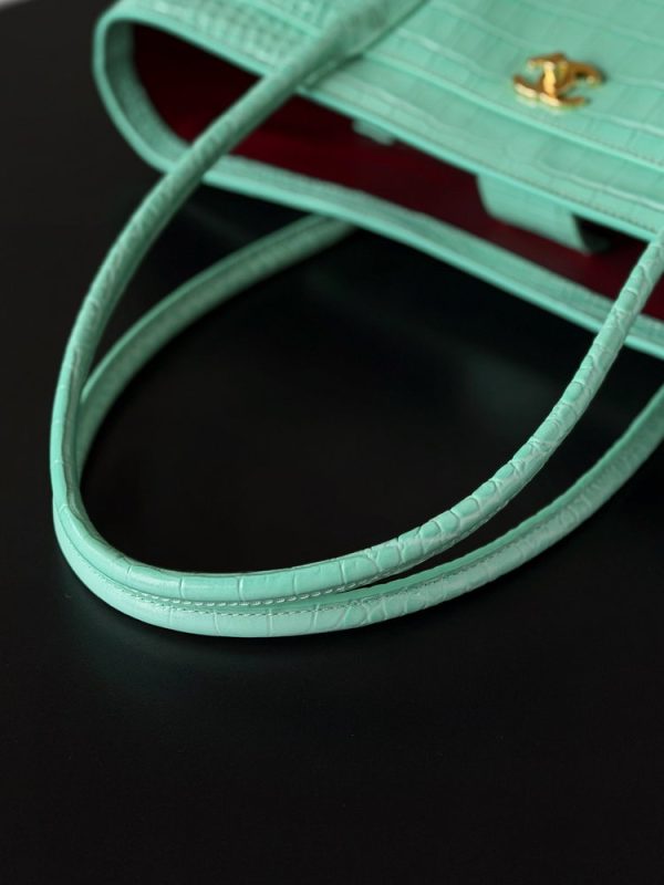 CN Small Shopping Bag Crocodile Embossed Mint Green Bag BC CN Small Shopping Bag Crocodile Embossed Mint Green Bag BC