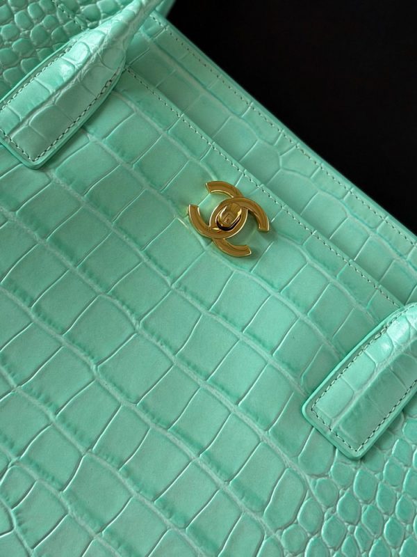 CN Small Shopping Bag Crocodile Embossed Mint Green Bag BC CN Small Shopping Bag Crocodile Embossed Mint Green Bag BC