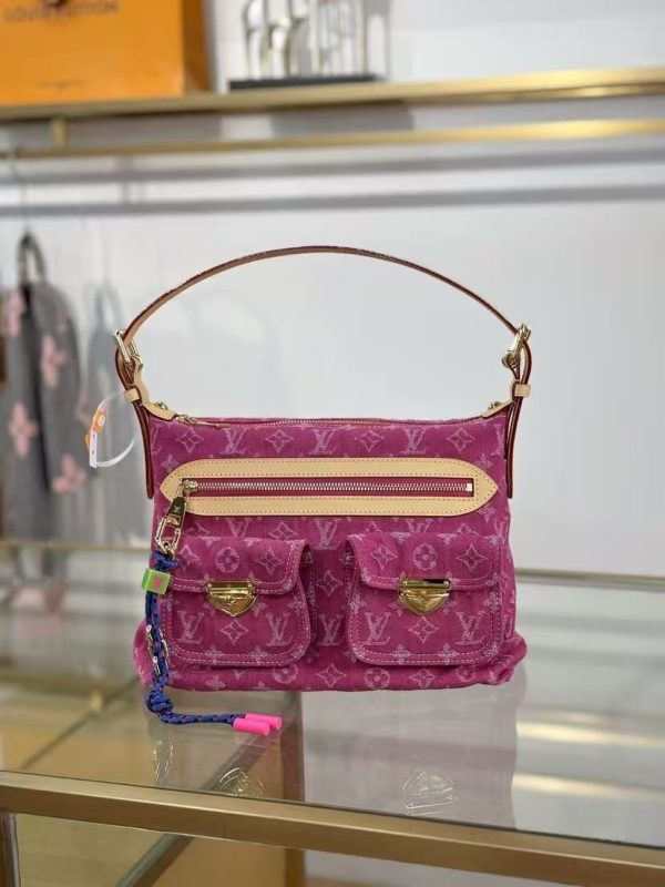 LV Baggy Monogram Denim Fuchsia Bag